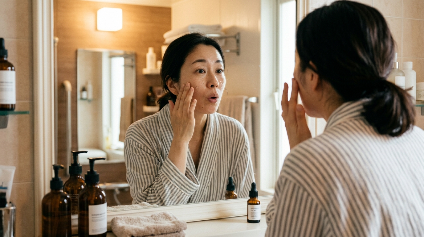 美容液を塗る女性