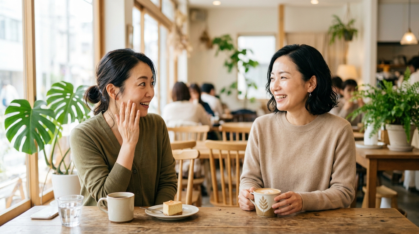 友人の肌の変化に驚く